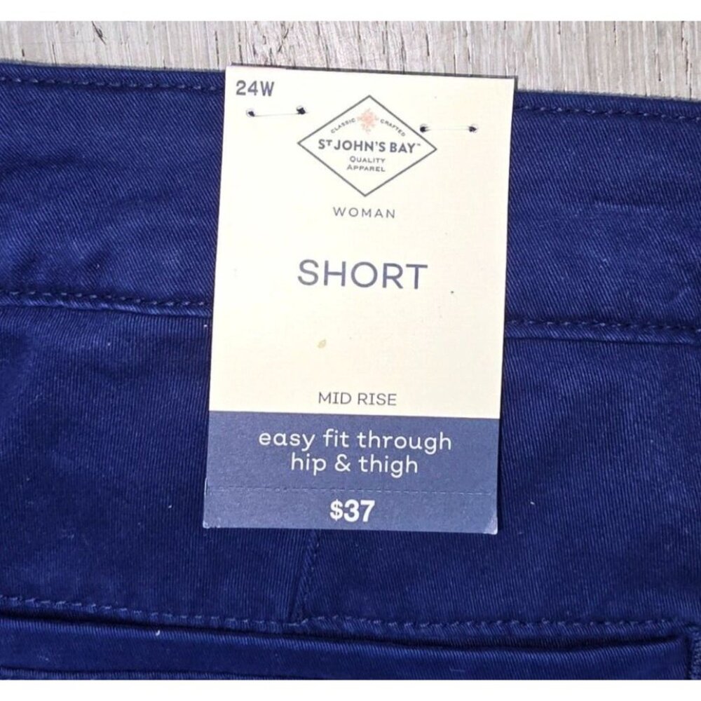 St.John's Bay Womens Short Mid Rise Secretly Slender American Navy Tummy Control - Picture 7 of 7